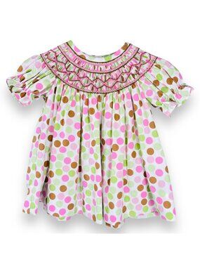 Zuccini Baby Girls Pink Polka Dot Smocked Dress 3m